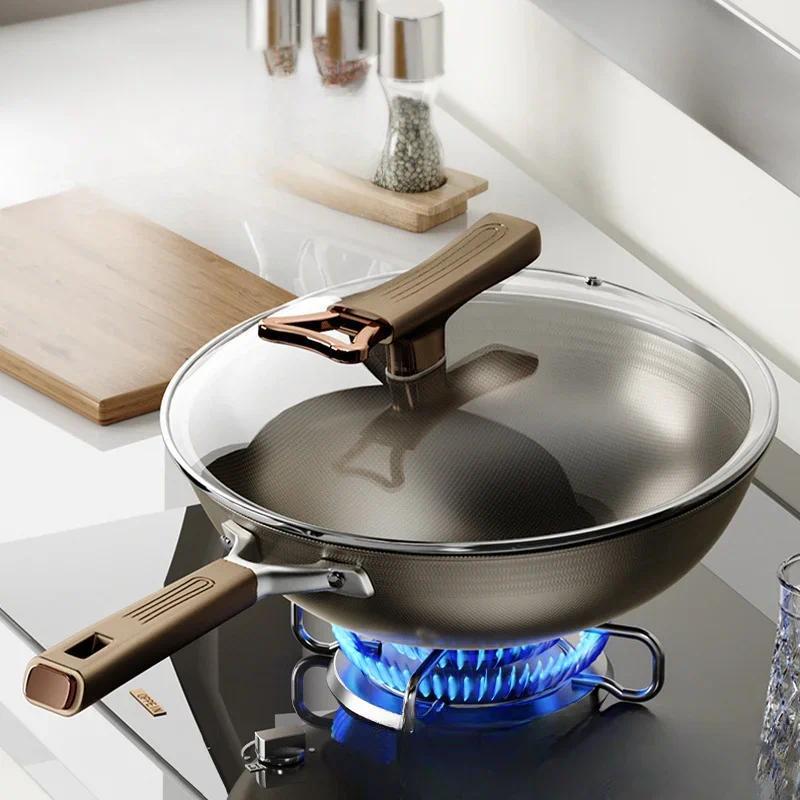 Double-Sided Titanium Wok Titanium Shield Non-Stick Pan Household Wok Titanium Stainless Steel Wok P