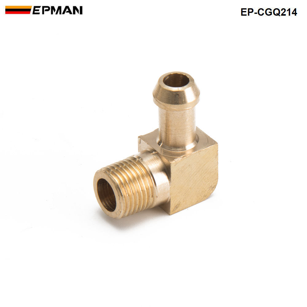 Brass Boost Hose Barb to Male Thread 90 Degree Elbow Fitting For T2 T3 Turbo 1/8" Male NPT 90 Degree