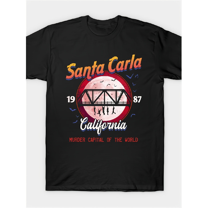 Kaos Hitam dengan Gambar "Santa Carla Lost Boys" / Kaos "The Lost Boys" dengan Gambar Santa Carla - 