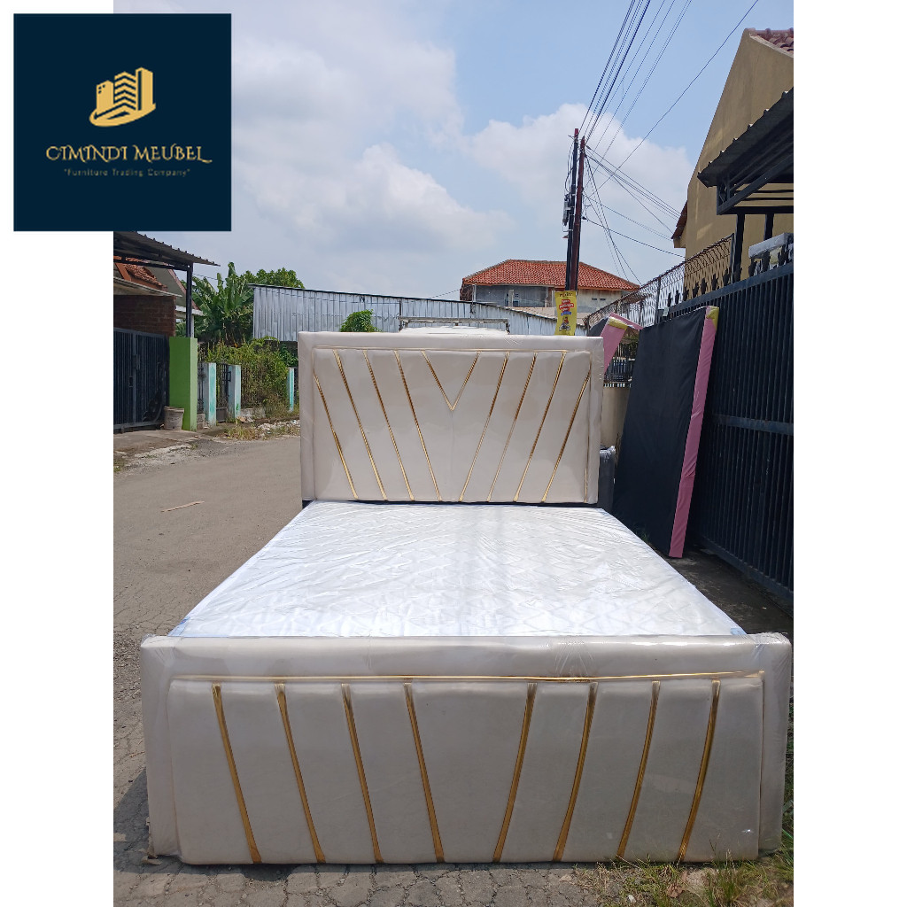 Dipan Divan Ranjang Laci + Sandaran Kasur Tempat Tidur SpringBed Busa Modern Minimalis Mewah LIST GO