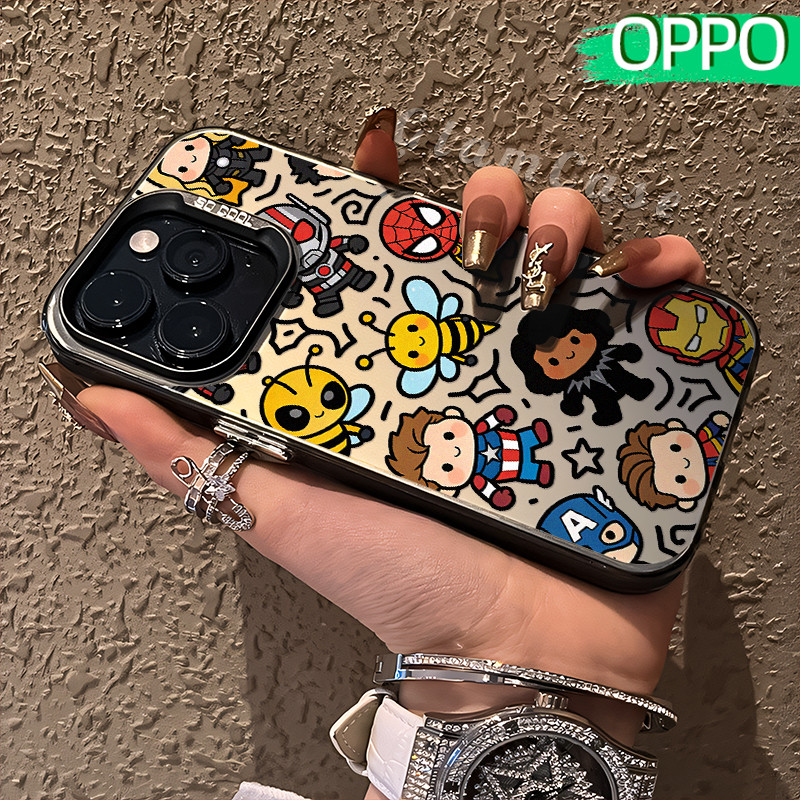 Lucu Superhero Glossy Hologram PC Case OPPO A18 A57 A16 A15 A17 A60 A3x A3s A5s A54 A53 A12 A31 A58 