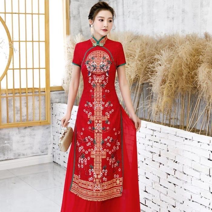 Promo Dress Liwei Cheongsam 2 pcs set TM 0973 setelan gaun wanita import model fashion cewek chinese