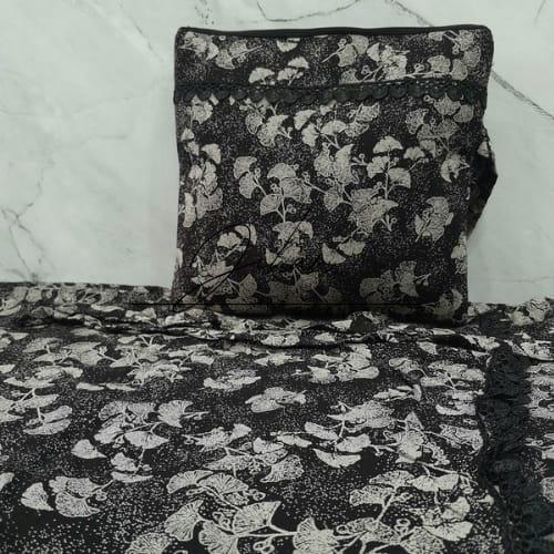 mukena katun rayon viscose motif 2in1 mukena dewasa jumbo - hitam putih R161, JUMBO RAYON VISCOSE