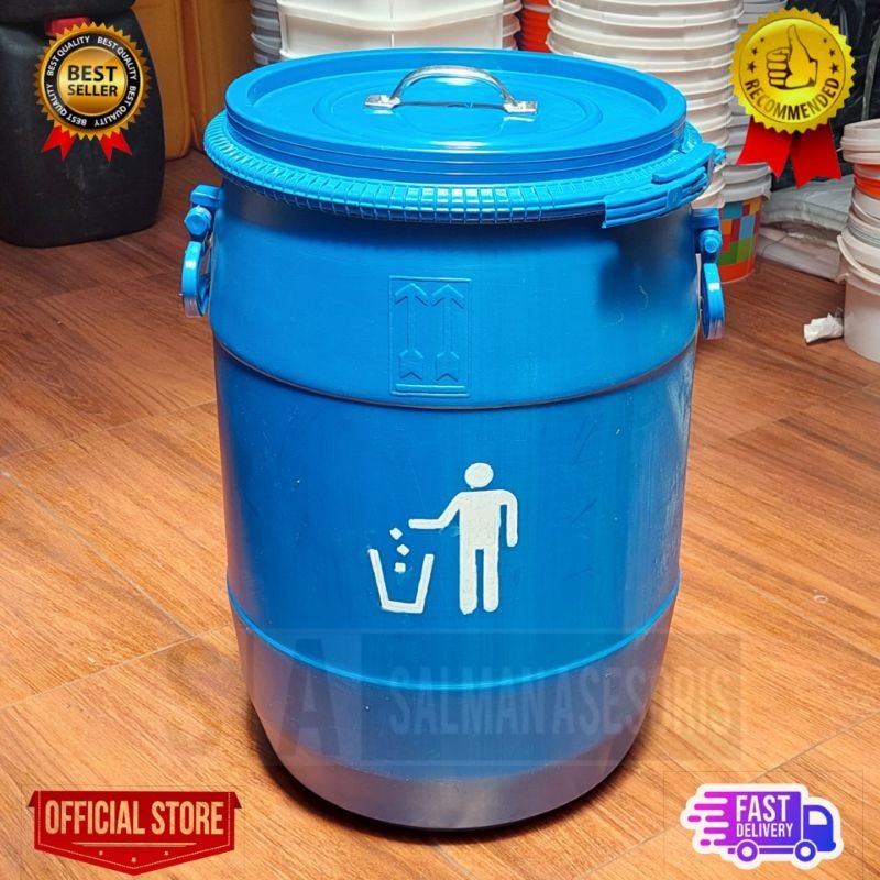 Drum Tong Tempat Sampah Plastik 50 Liter. Tangki Tandon Toren Air