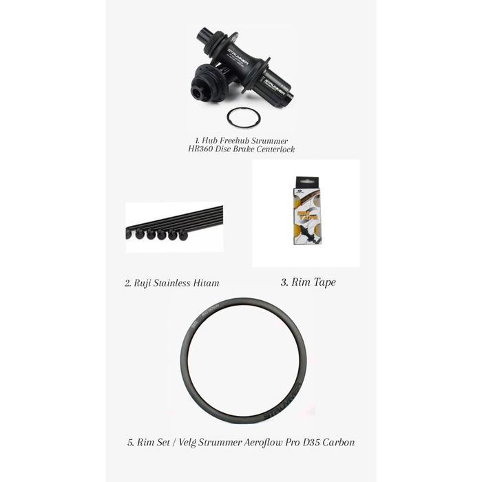 WHEELSET STRUMMER AEROFLOW PRO D35 CARBON 700C DISC BRAKE - TUBELESS