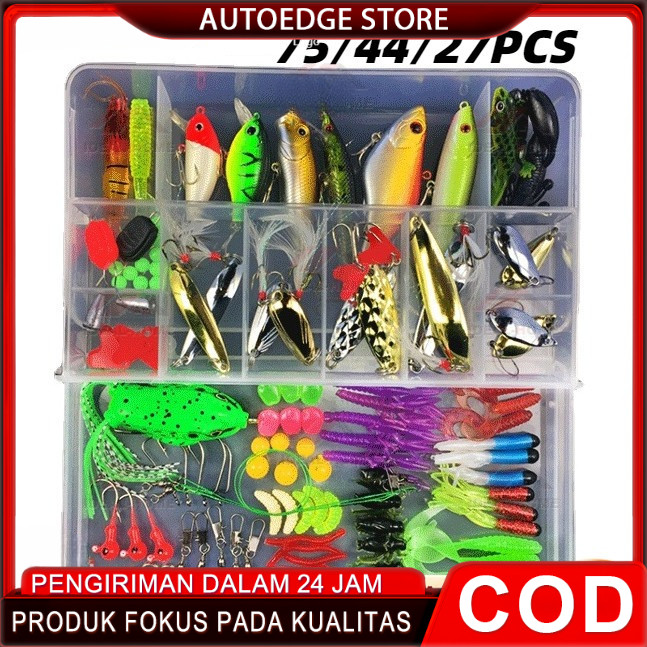 Tempat Memancing Outdoor COD 75pcs Umpan Casting Set Box Lengkap Soft Lure Umpan Pancing Aksesoris