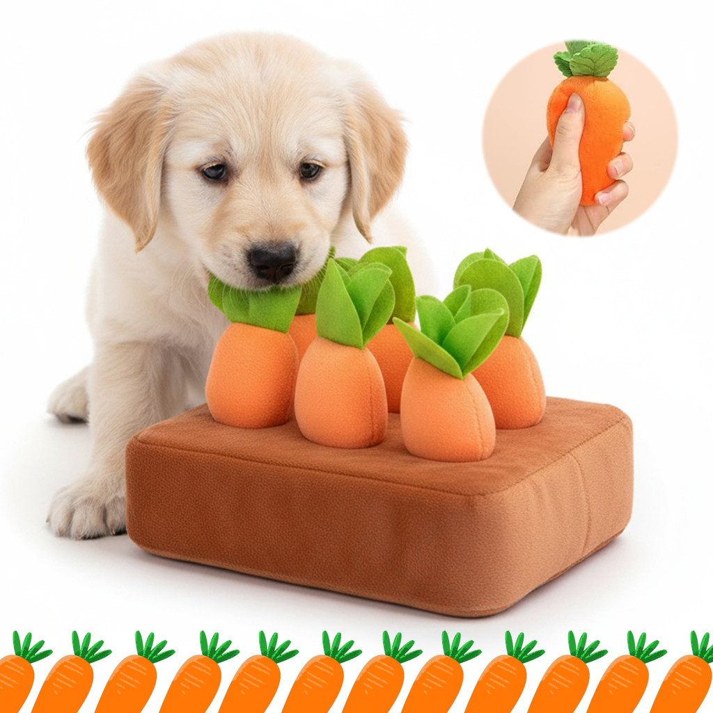 Carrot Dog Toys Interactive Dog Plush Puzzle Toys Pull Rash Plush Carrot Dog Interactive Toys for Pe