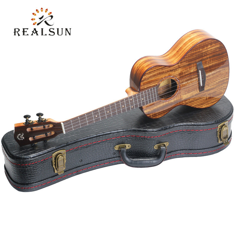 REALSUN AC/T200 Ukulele 23 inch 26 inch Acacia Solid Wood Hawaii Mini Guitar With Hard Case Tuner Ca