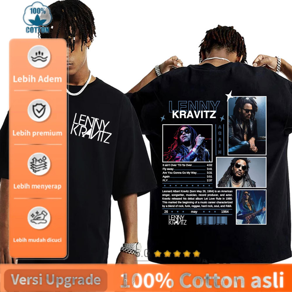 Kualitas Premium, Cocok untuk Pria dan Wanita Rapper Lenny Kravitz Again Album 2026 Tour T Shirts Me