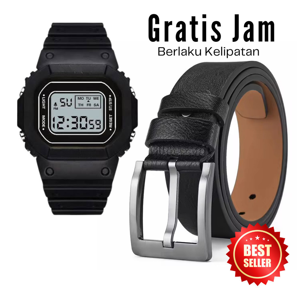 PROMO GRATIS JAM TANGAN  Ikat Pinggang Pria Tali Kulit Import Panjang 120cm #JM-012