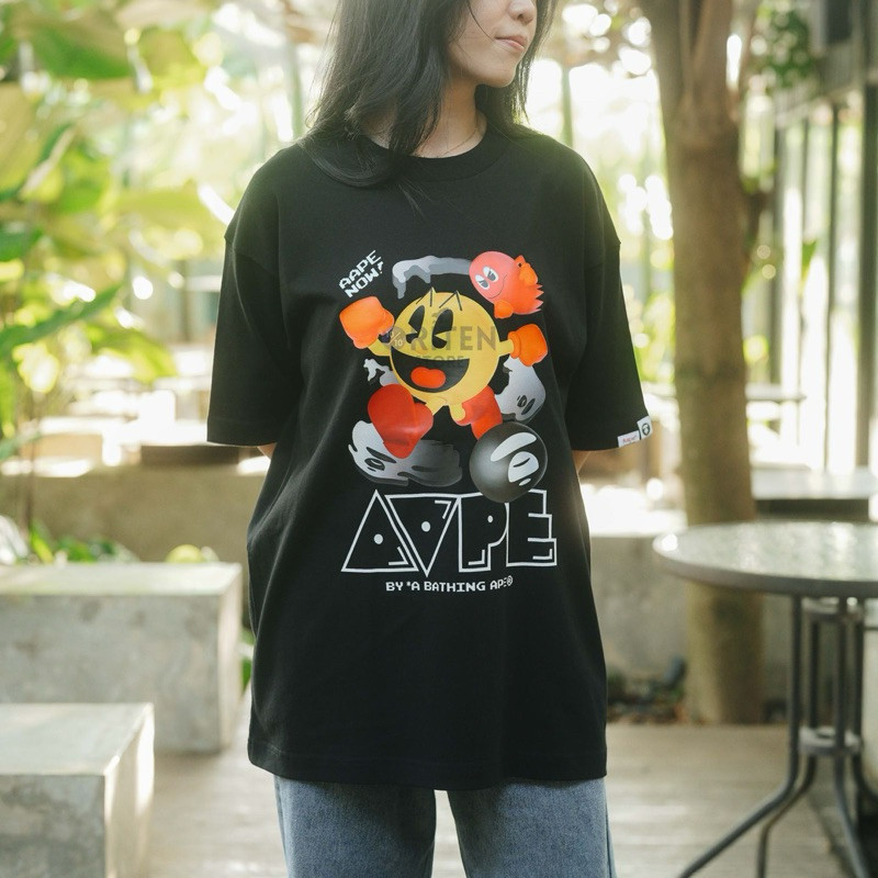 Dijamin 100%  Aape By Bathing Ape x Pacman 1 Tee Black Original