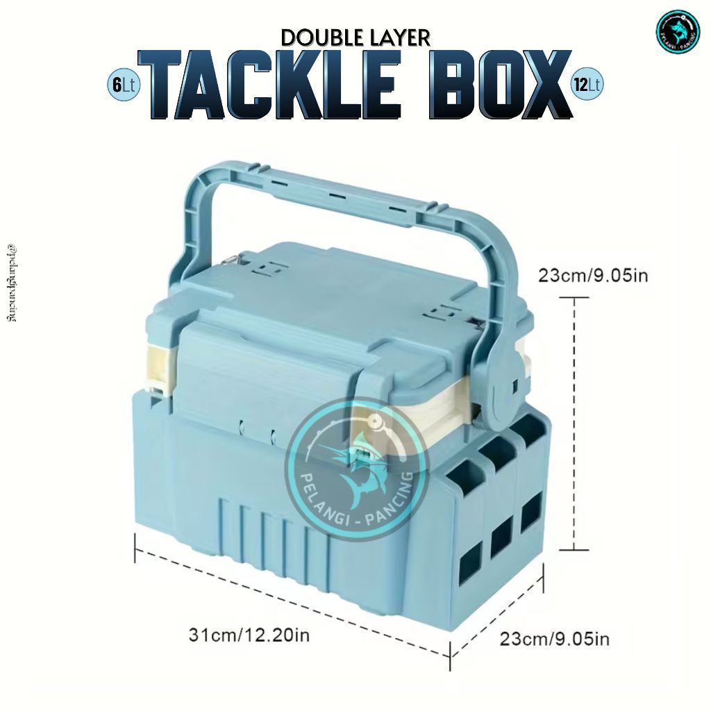 Pelangi Pancing Kotak Peralatan Pancing Double Layer Tackle Box Kapasitas 6–12 Liter