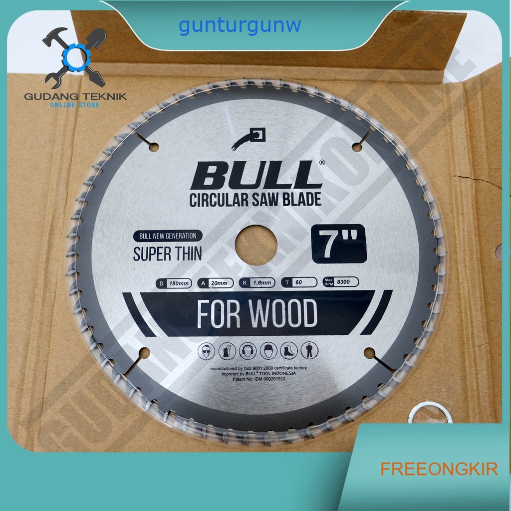 Circular Saw Blade Bull 7inch 60T - Mata Gergaji Kayu Sirkular 7 inch 60gigi 7x60