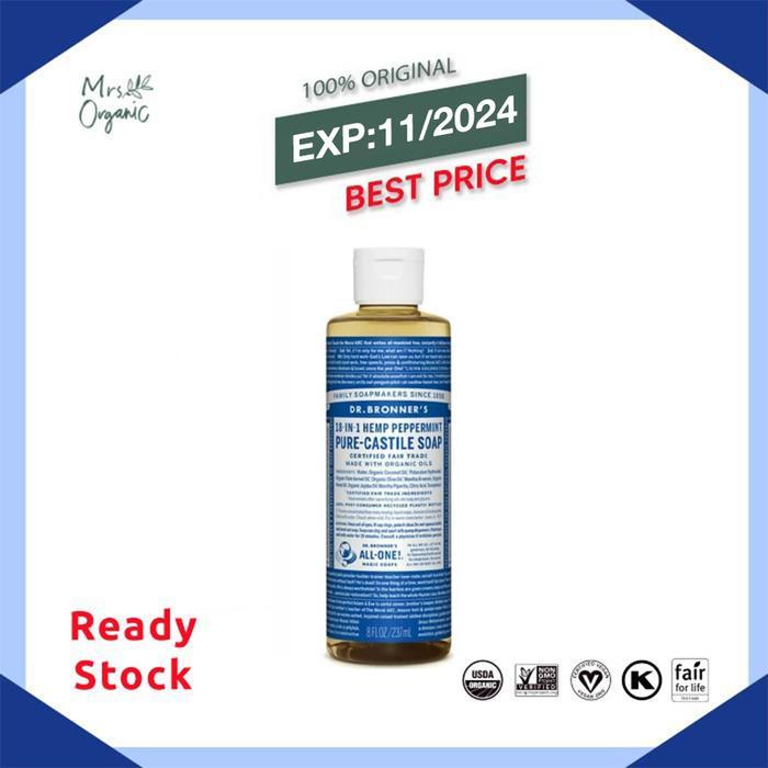 DR. BRONNER PURE CASTILE LIQUID SOAP 237 ml - Peppermint