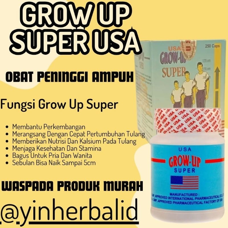 Grow Up Asli 100% Original - Obat Peninggi Badan Ampuh Super GrowUp USA Terbukti Nyata Hasilnya