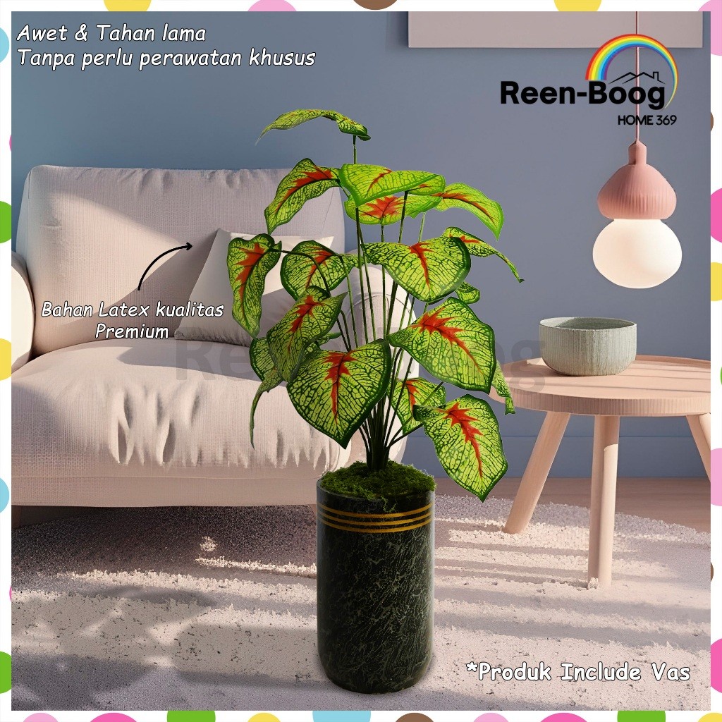 READY Rangkaian Daun Premium Artificial Jumbo Real Touch / Set Tanaman Palsu Monstera Latex Premium 