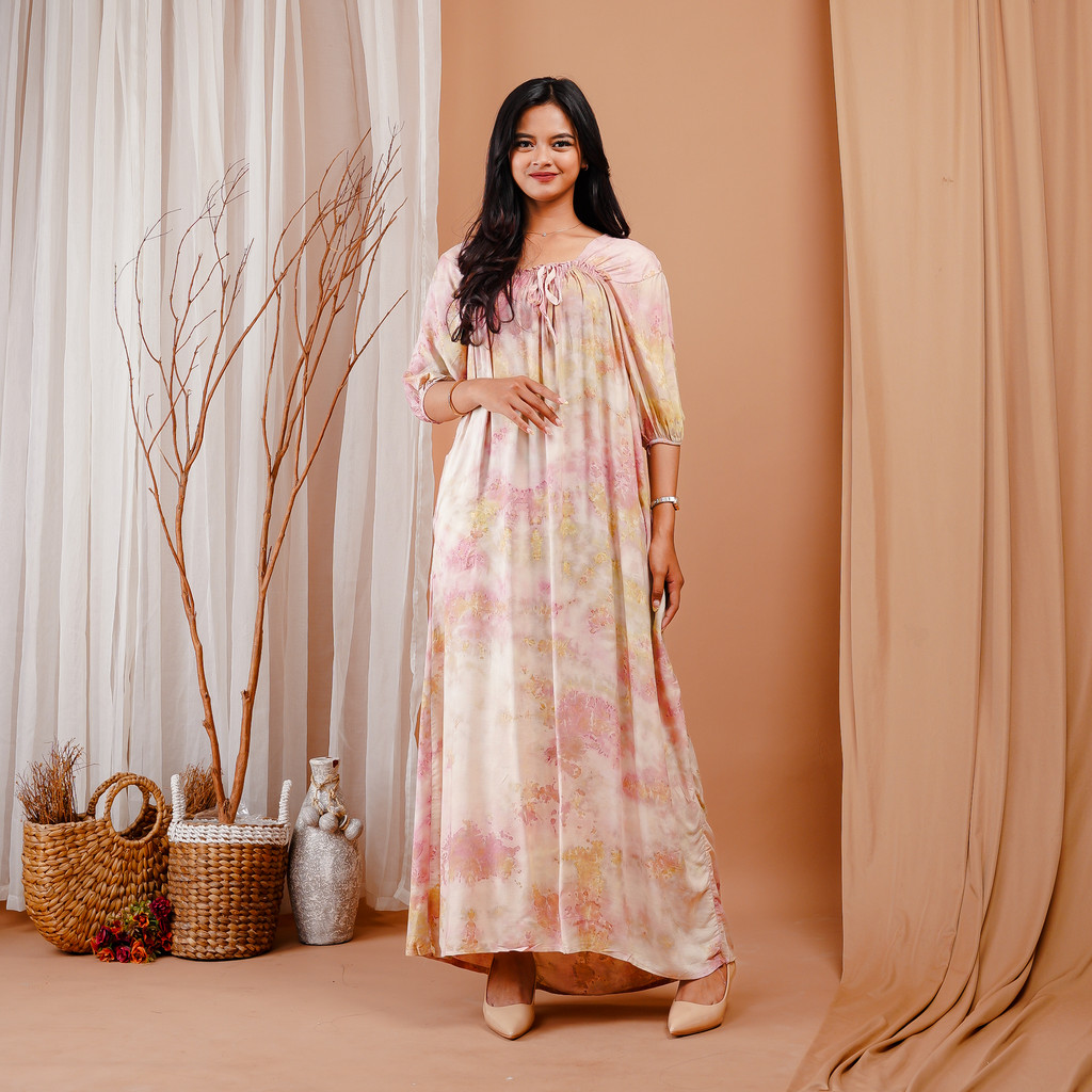 Daster Fuji Long Dress Rayon Tiedye Granit Celine Busui Adem Nyaman Lembut