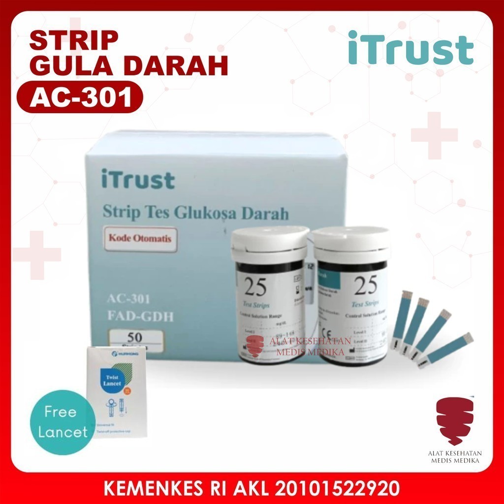 Strip Glucose Meter iTrust AC-301 Alat Test Tes Cek Gula Darah Digital Tes Gula Darah Akurasi Tinggi
