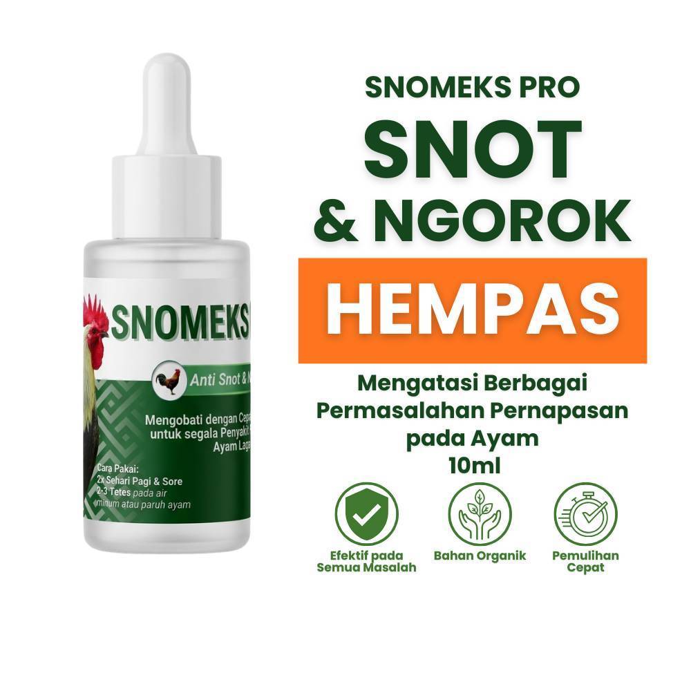 Snomeks Pro 10ml Obat Ayam Herbal Anti Snot Ngorok Tetes Pernapasan Ayam - SNOMEKS PRO ORAL 10ML