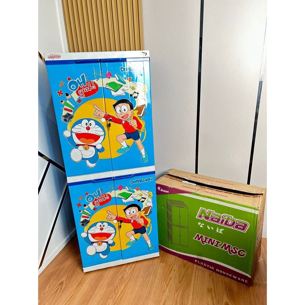 LEMARI ANAK PLASTIK / LEMARI PAKAIAN SUSUN 4 NAIBA KARAKTER KUNCI / LEMARI NAIBA PREMIUM 9094 4SSN 4
