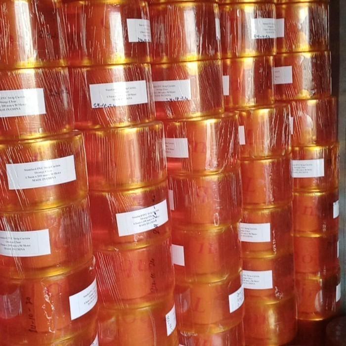 tirai PVC curtain tebal 3mm x 20cm x 500cm ( PVC curtain 3mm meteran ) - orange clear