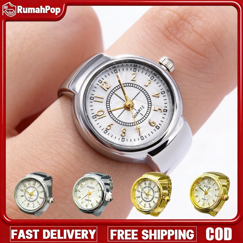 Jam Tangan Cincin Digital Emas Jam Tangan Mini Jari Unisex Lucu Bisa Melihat Waktu Cincin Pasangan J