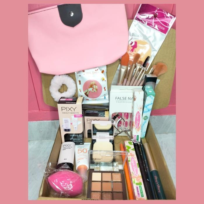 Paket Make up Set Lengkap BPOM Pixy OMG Saru Set Alat Makeup Murah 15in1 10in1 Kosmetik - Pixy Mix 1