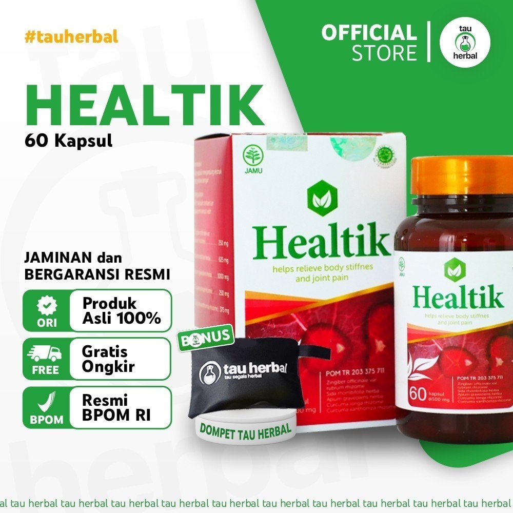 Healtik - Obat Herbal Original untuk Nyeri Sendi Rematik Asam Urat - 60 Kapsul Herbal By TuhfahHerba