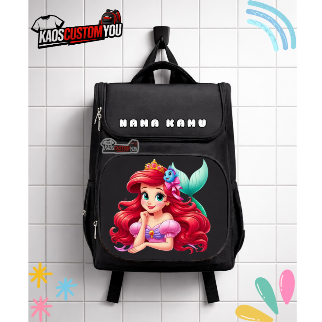 Cinderela Backpack,Ransel Cinderela,Princess Lunch Bag,Custom Nama Backpack