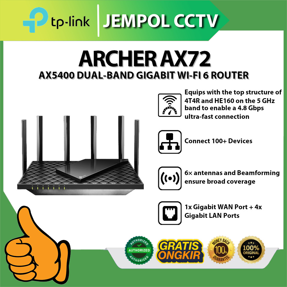 TP-LINK ARCHER AX72 AX5400 DUAL-BAND GIGABIT WI-FI 6 ROUTER