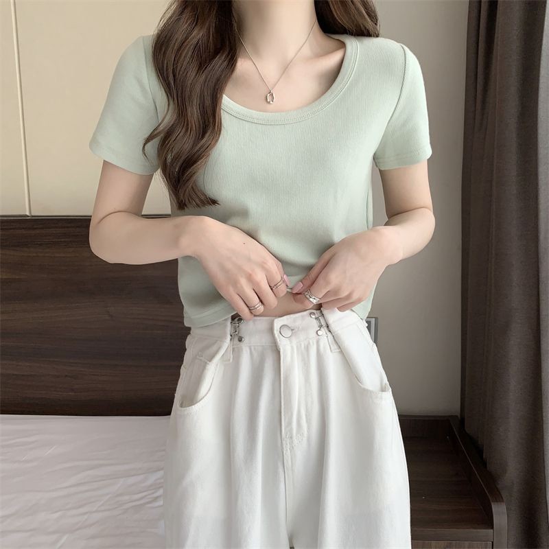 [COD]Baju Wanita Lengan Pendek Sutra Es Hijau Gaya Mint Mambo