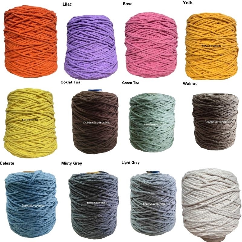 Tali Katun/ Tali Macrame Grade A  3MM dan 4MM (1kg) Part 1