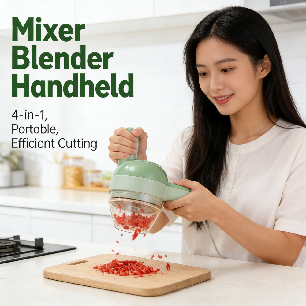 Genggam Alat Pemotong Sayuran Daging Blender Mini Chopper Mini 4 in1 Multifungsi Wireless USB Chargi