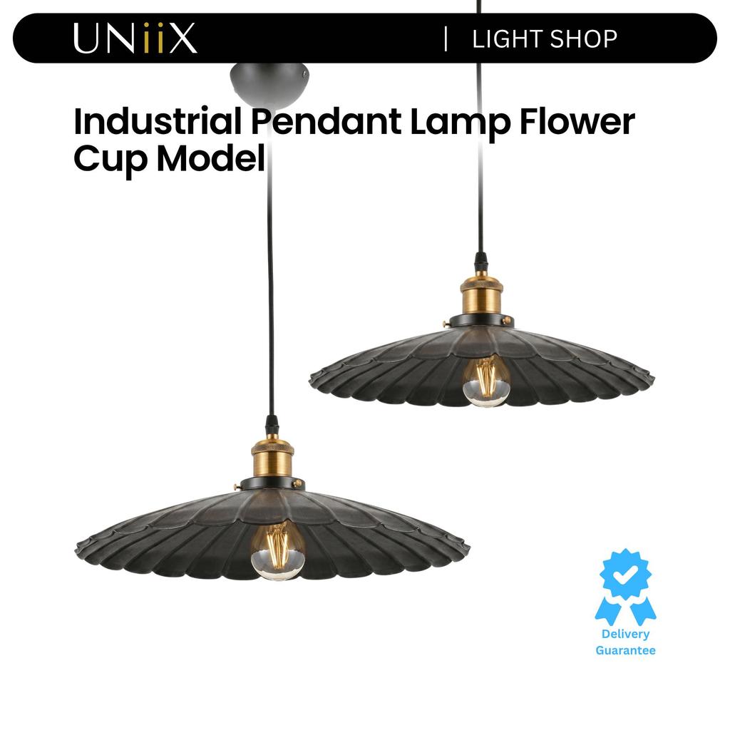 UNiiX - LG84260 | Lampu Gantung Meja Makan Industrial Minimalis Lampu Gantung Cup Bunga Model Indust