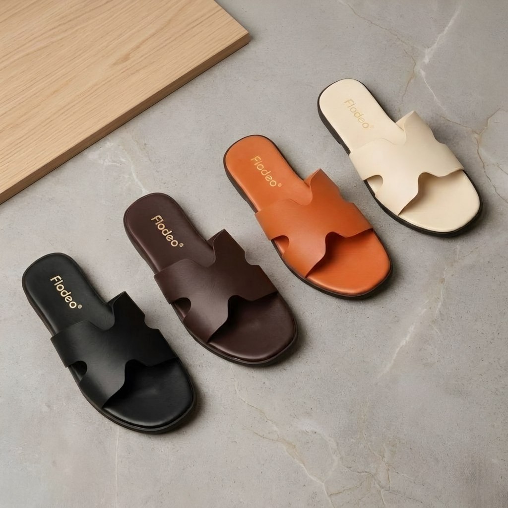 Sandal Wanita Slop Polos Elegan Kekinian Terbaru Teplek Simple