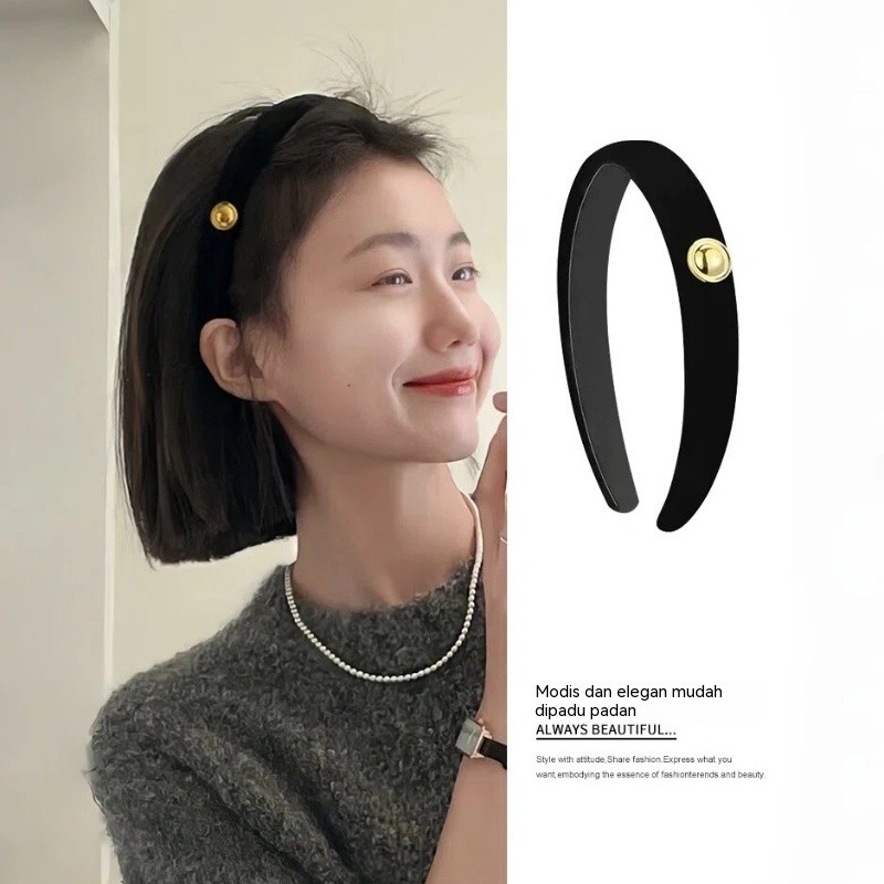 CREMONA COD Bando Hitam Wanita French Elegan Korean Retro Headband Hair Accessory