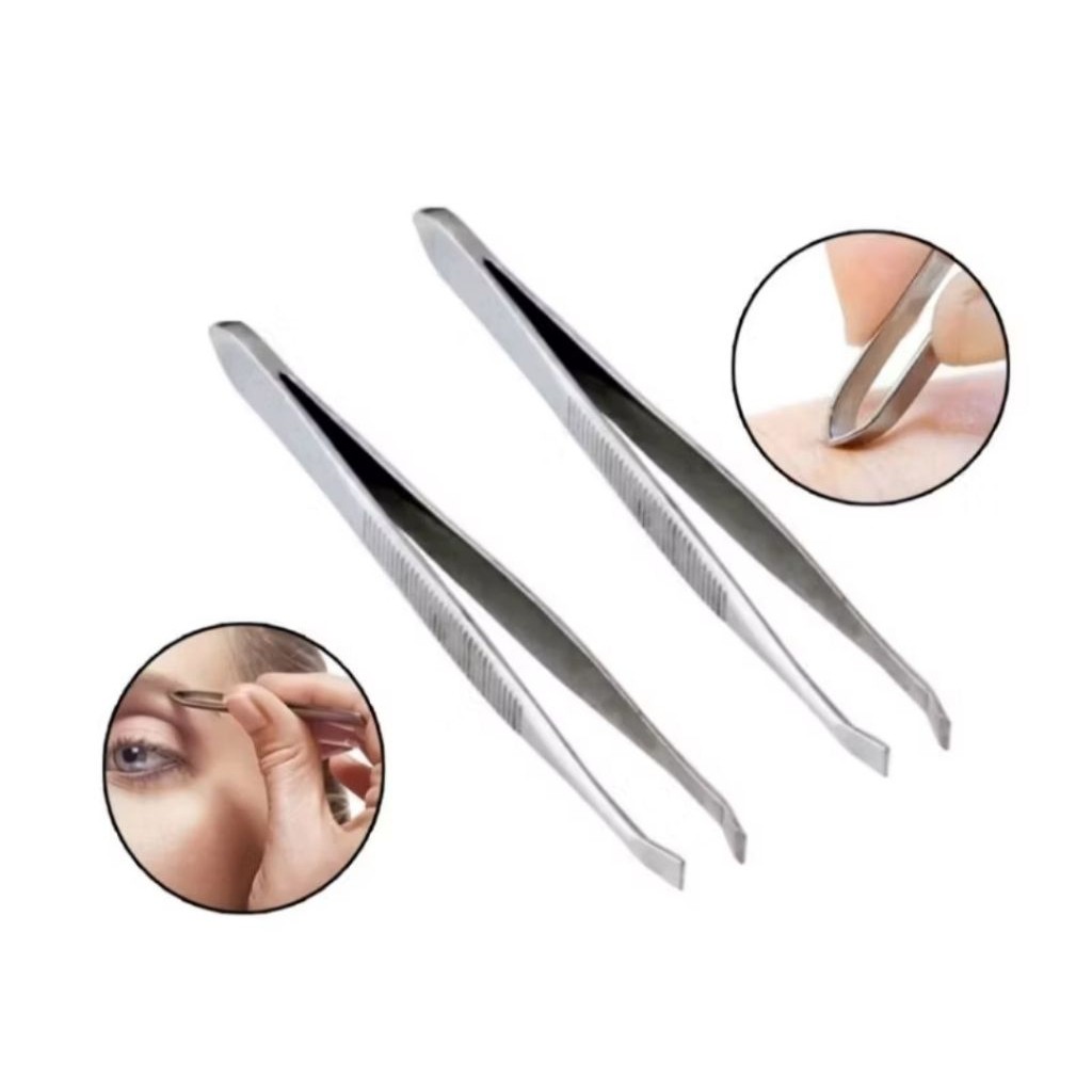 Pinset miring stainless/alat pencabut bulu alis uban ketiak