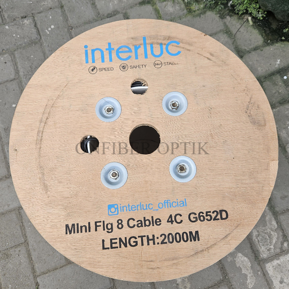 INTERLUC Kabel Fiber Optik 4 Core Fig8 Mini 2KM | Kabel Fiber Optic Cable Fig8 4Core 2000 m FTTH