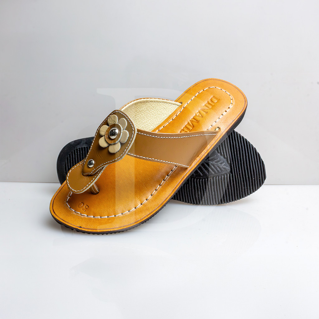 Sandal Kulit Anak Jepit Nekermen Kembang