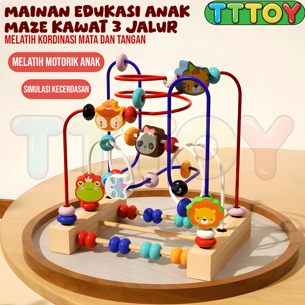 Tttoy Animal Wooden Beads Maze Toy