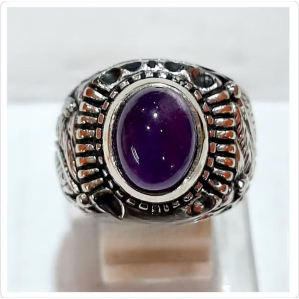 Batu kecubung Wulung Cristal ring alpaka super