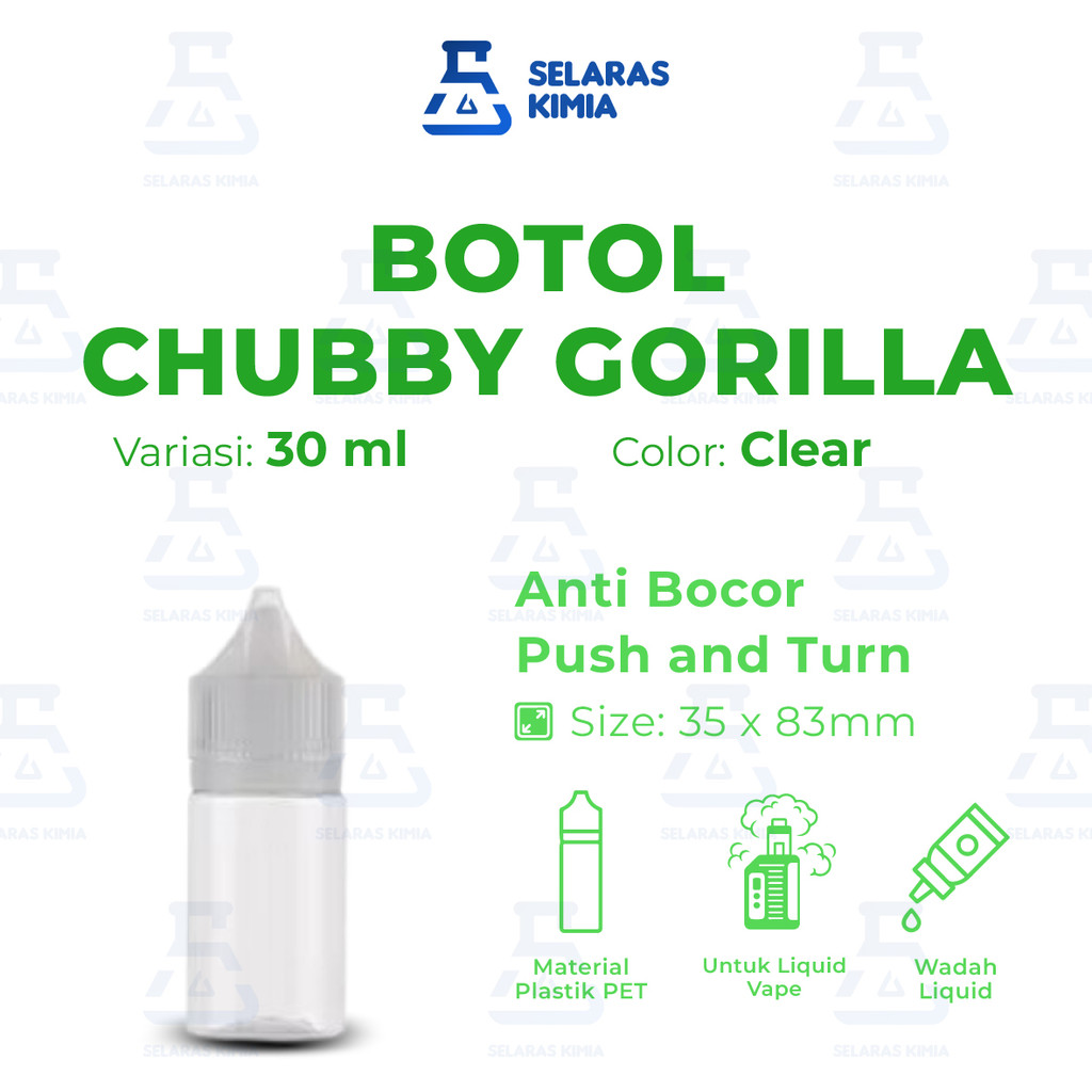 CHUBBY 30ML V4 CLEAR / Botol Chubby Gorilla 30mL / Chubby Gorilla Bottle 30 mL Childproof