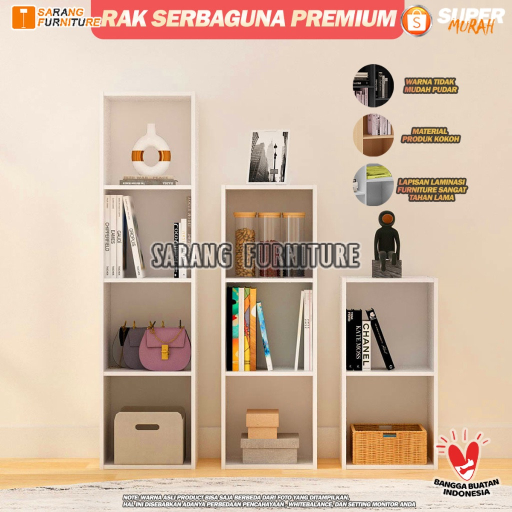 RAK BUKU SERBAGUNA 4 SUSUN LEMARI BUKU RSG 4 SUSUN RAK SERBAGUNA RAK KAYU RAK SUSUN RAK MURAH