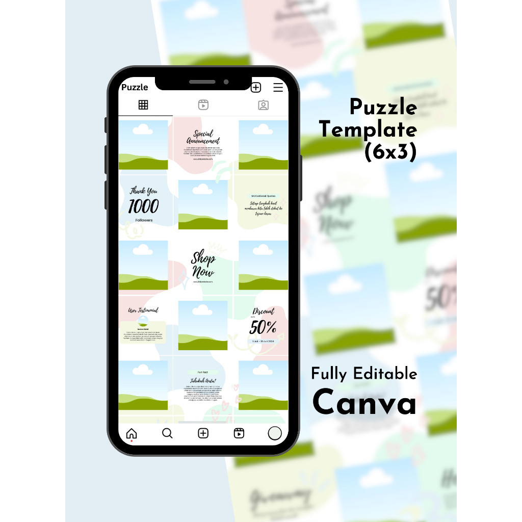 Desain Template Canva Puzzle Instagram Feed/Post | Premium Desain Puzzle | Bisa Diedit di Canva | Gr