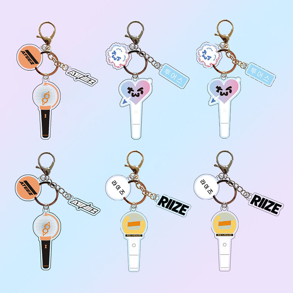 KPOP ATEEZ RIIZE TWS Light Stick Pattern Acrylic Keychains Shinyu Hongjoong Wonbin Fashion Keyring B