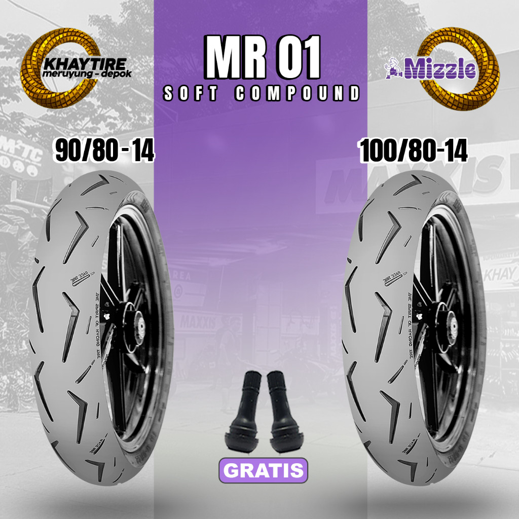 Ban Motor Ring 14 Soft Compound MIZZLE MR-01 Satuan dan Sepasang Tubeless Free Pentil