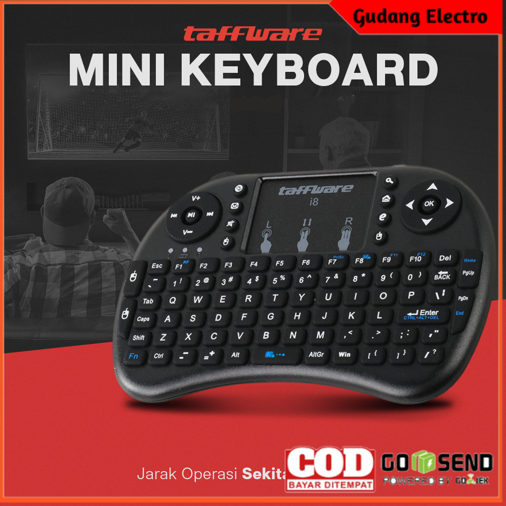Taffware Keyboard Wireless Mini 2.4GHz with Touchpad Air Mouse - i8 - OMKY0RBK