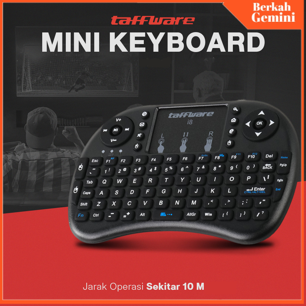 Taffware Keyboard Wireless Mini 2.4GHz with Touchpad Air Mouse - i8 - OMKY0RBK
