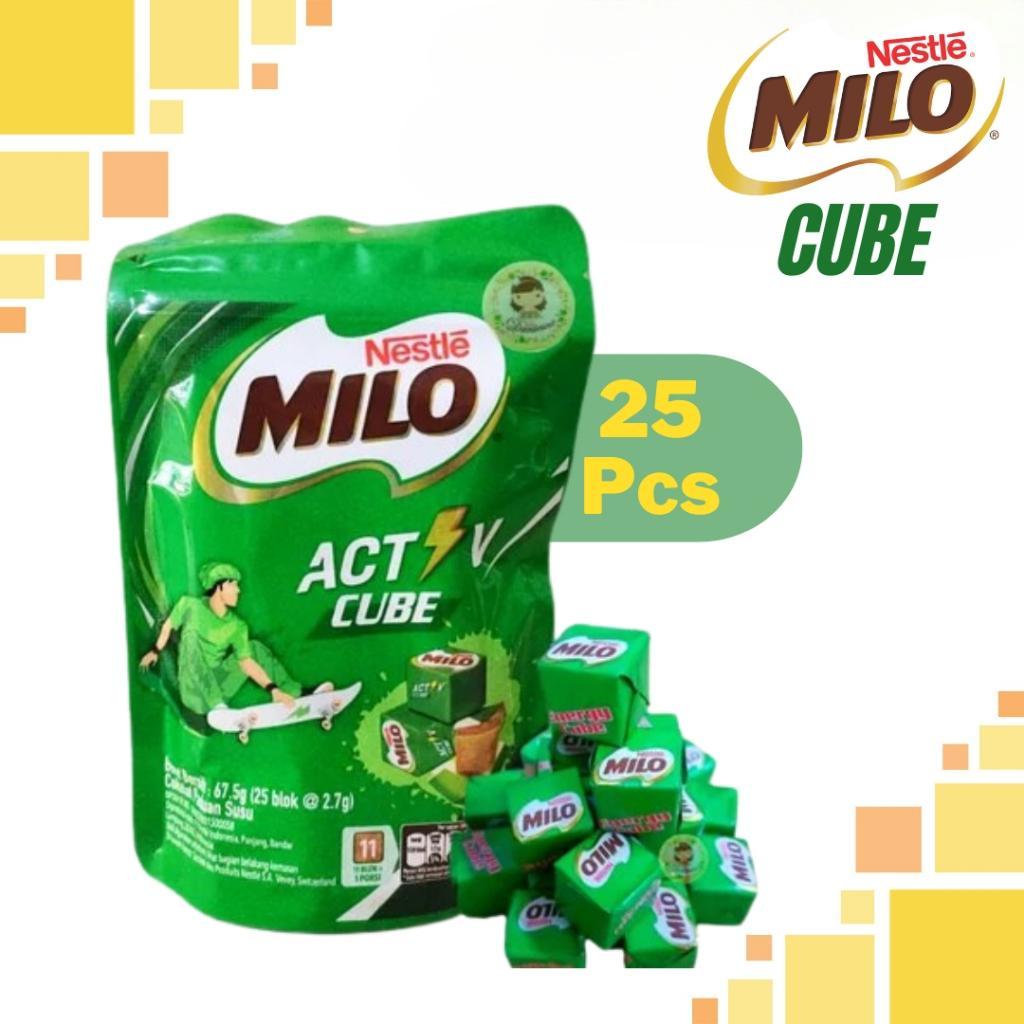 MILO ACTIV Cube Susu Coklat Pouch 2.7g x isi 25 kotak blok Candy Permen 3 in 1 milk rol biskuit uht 