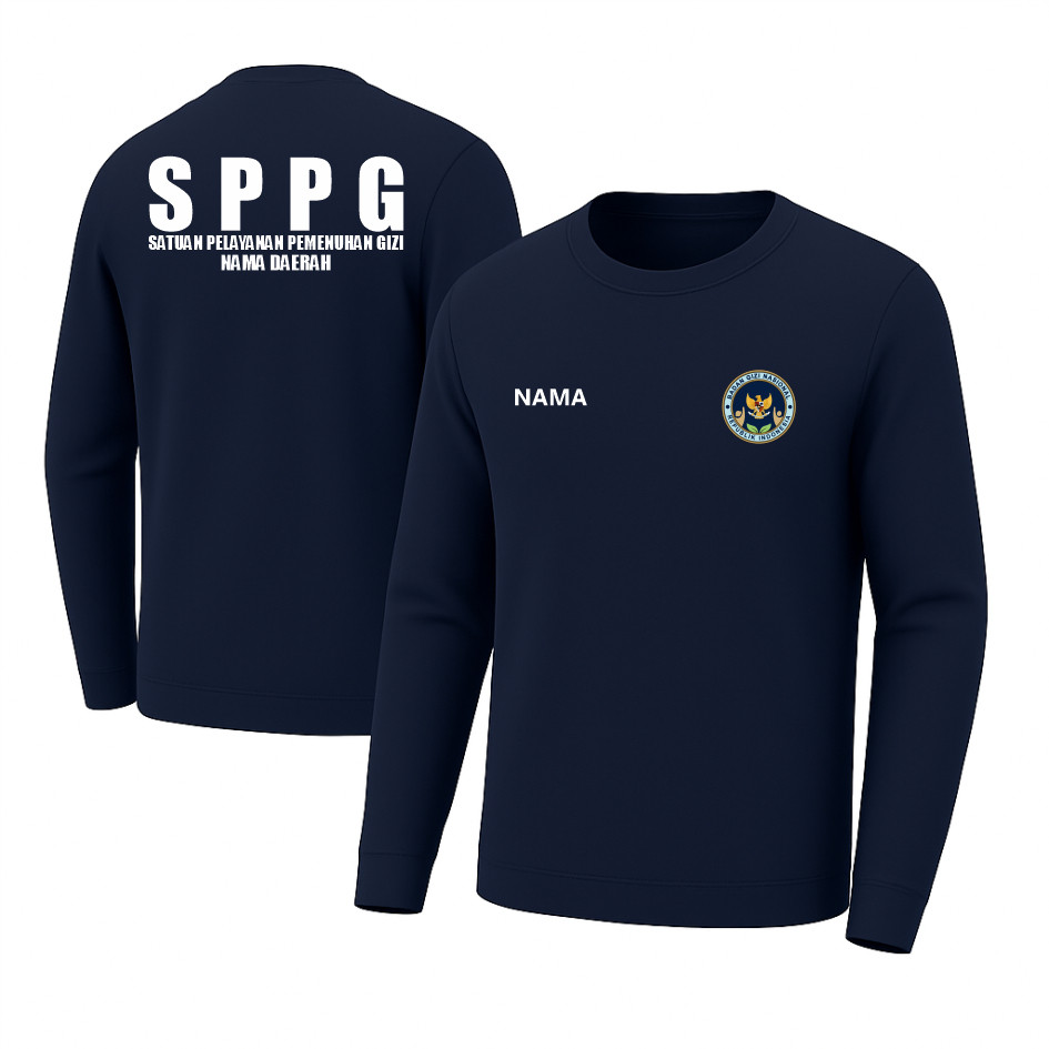 PROMO COD Kaos Katun Panjang SPPG MBG – Makan Gizi Gratis | Bebas Custom Nama & Daerah Program mbg